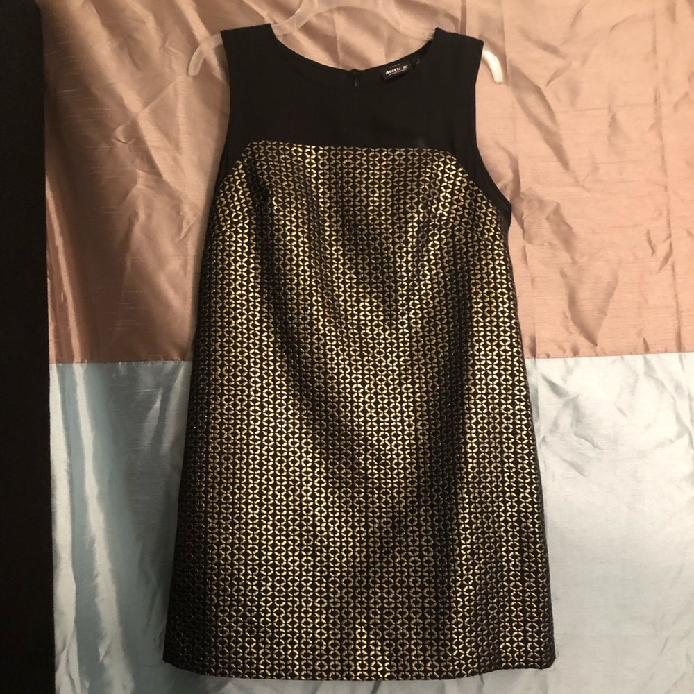 NWOT Allen B Gold & Black Detail Sleeveless Dress